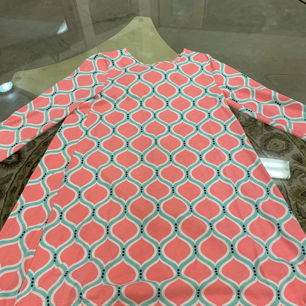 J. Khaki Pink and Mint Geometric Dress